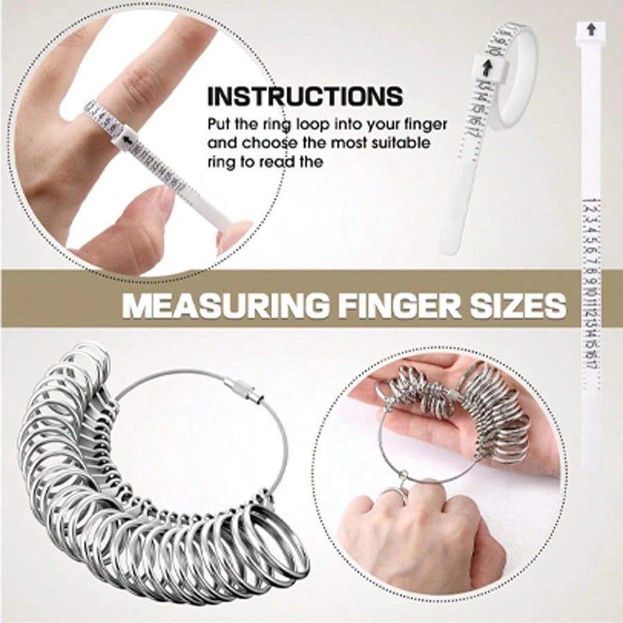 1pc/2pcs/5pcs Ring Sizer Tool Kit, Mandrel Gauge, Alloy Stick, US Ring Size 0-13, Adjustable Bracelet Mandrel, Plastic Wrist Ruler, Reusable Ring Measuring Tape, Jewelry Tools