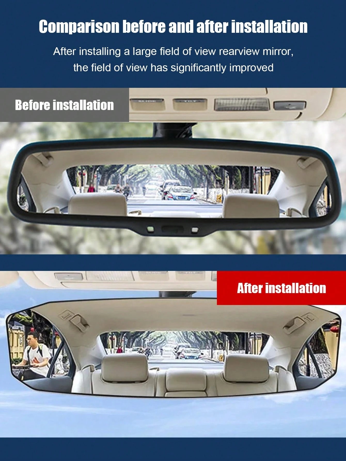 1PC/2PCS Car Wide Angle Rearview Mirror Curved Surface Large Field Of View Interior Rearview Mirror Area Auxiliary Rearview Mirror, Car Wide Angle Rear Mirror, Car Backup Mirror Wide Angle Curved Mirr