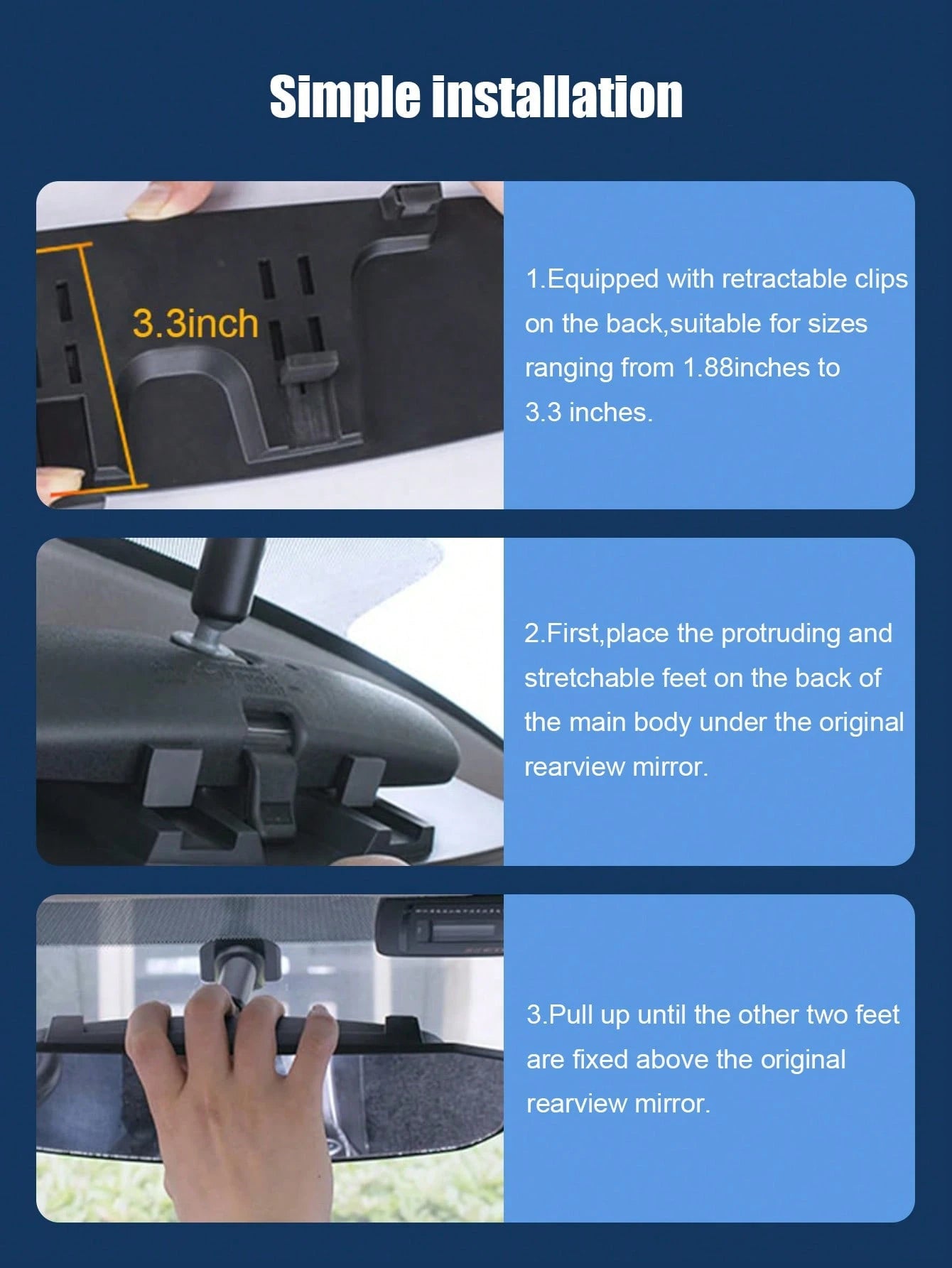 1PC/2PCS Car Wide Angle Rearview Mirror Curved Surface Large Field Of View Interior Rearview Mirror Area Auxiliary Rearview Mirror, Car Wide Angle Rear Mirror, Car Backup Mirror Wide Angle Curved Mirr