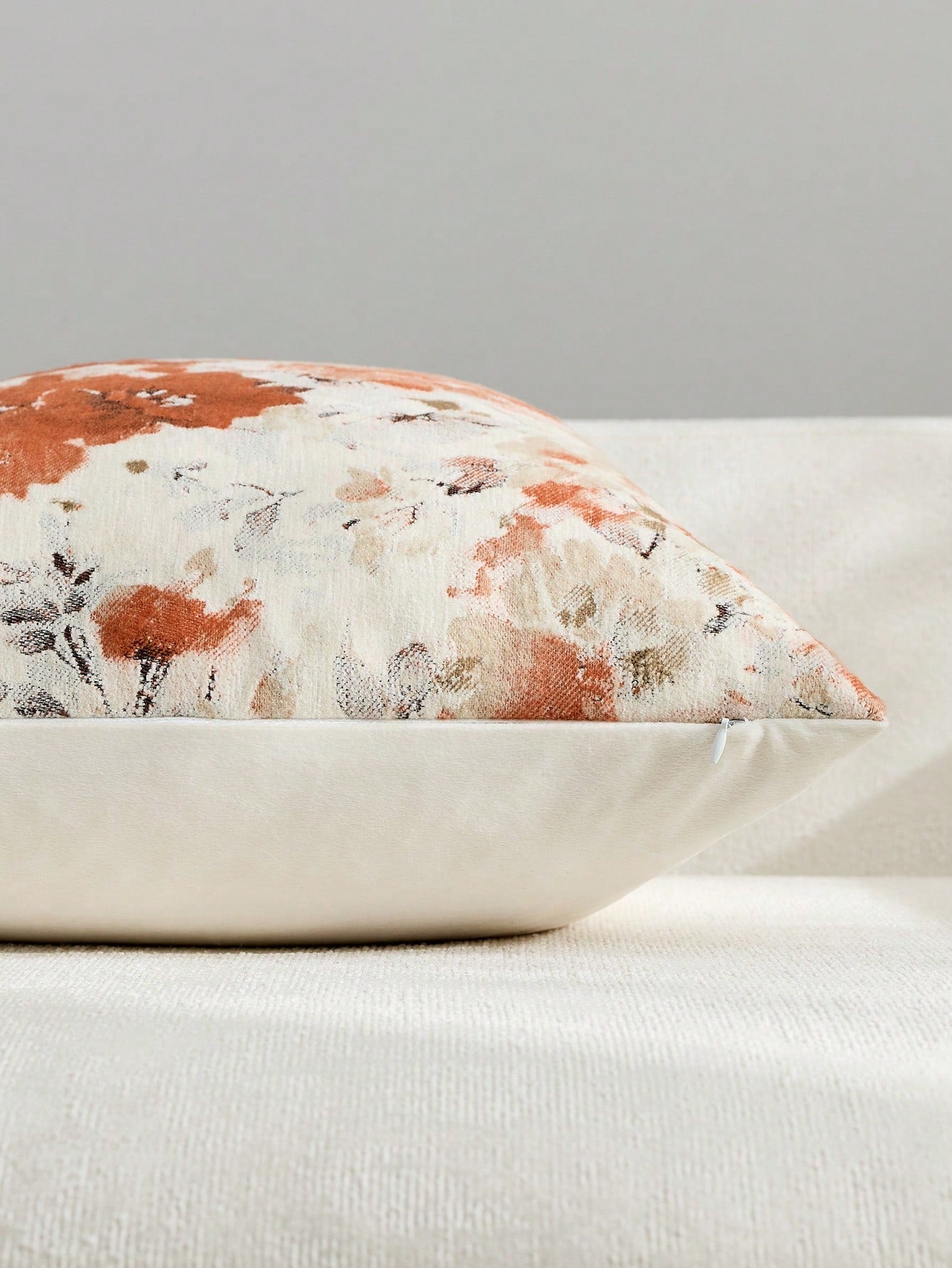 1pc/2pcs Coral Orange (No Insert) Floral Pattern Cushion Cover, Fashionable Vintage Comfortable Jacquard Chenille + Faux Cashmere Feel Pillowcase, Suitable For Daily Home Decor, Sofa, Bed, Bedroom, Gi