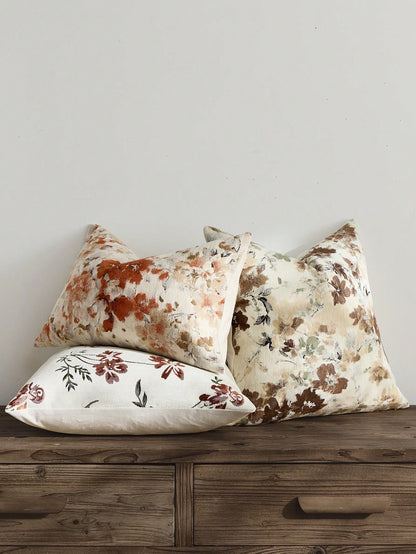 1pc/2pcs Coral Orange (No Insert) Floral Pattern Cushion Cover, Fashionable Vintage Comfortable Jacquard Chenille + Faux Cashmere Feel Pillowcase, Suitable For Daily Home Decor, Sofa, Bed, Bedroom, Gi