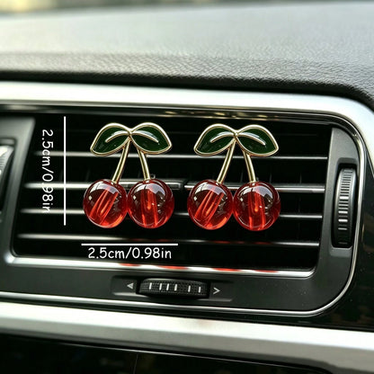 1pc/2pcs Red Cherry Car Air Vent Clip, Fruit Shaped Auto Air Outlet Decor Vehicle Interior Accessory