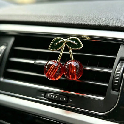1pc/2pcs Red Cherry Car Air Vent Clip, Fruit Shaped Auto Air Outlet Decor Vehicle Interior Accessory