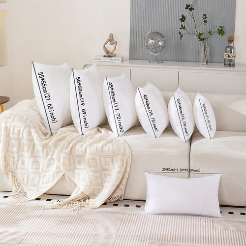 1pc/2pcs White Pillow Inserts, Multiple Sizes Available, Ultra-Soft Fiber Filled, Square White Pillows, Minimalist & Fashionable, Suitable For Home Decor, Living Room Sofa, Bedroom, Halloween, Christm