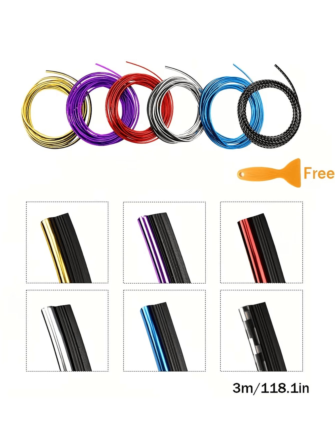 1pc 3M Car Interior Decorative Strip, U-Shaped Gap Trim, Air Vent Decorative Strip, Car Center Console Screen & Dashboard Electroplated Decorative Strip, Multiple Colors Available, Affordable Car Acce