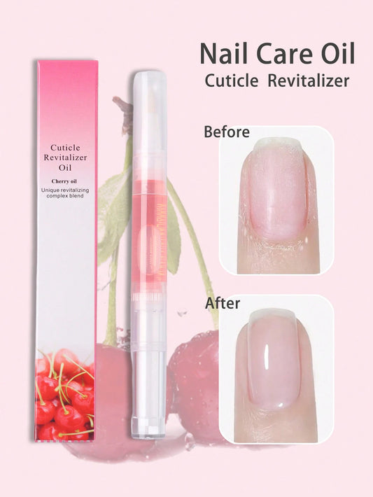 1pc 3ml Cherry Pink Nail Cuticle Care Oil Pen, Botanical Nourishing Oil Moisturizing Nail Edge Care Tool (Random Color)