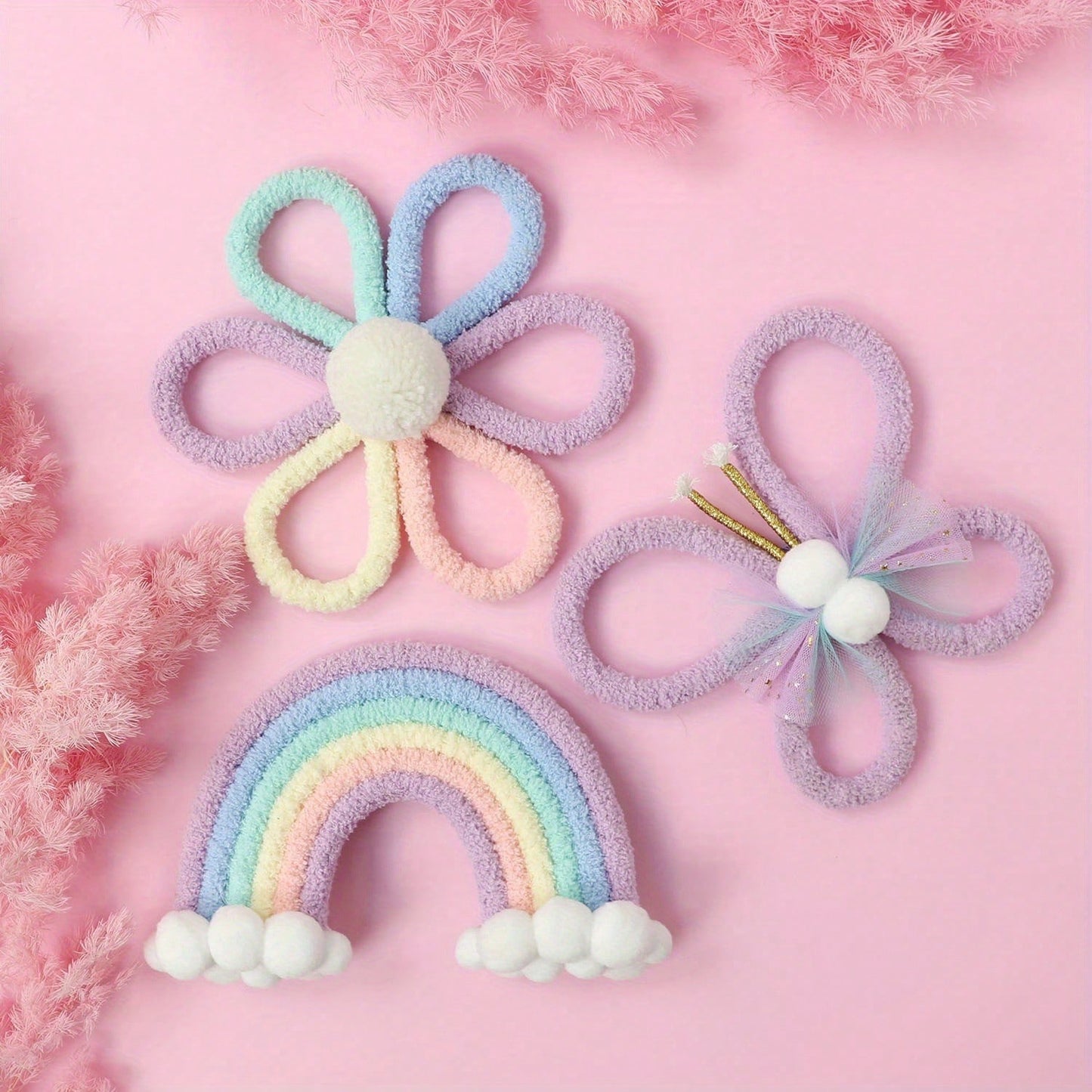 1pc/3pcs Handmade Woven Daisy, Rainbow, Butterfly Wall Decor, Boho Nordic Style! Lovely Wall Hanging For Kids Room, Living Room, Bedroom, Home Decor, Daily & Festival Decoration, Creates Cozy Ambience