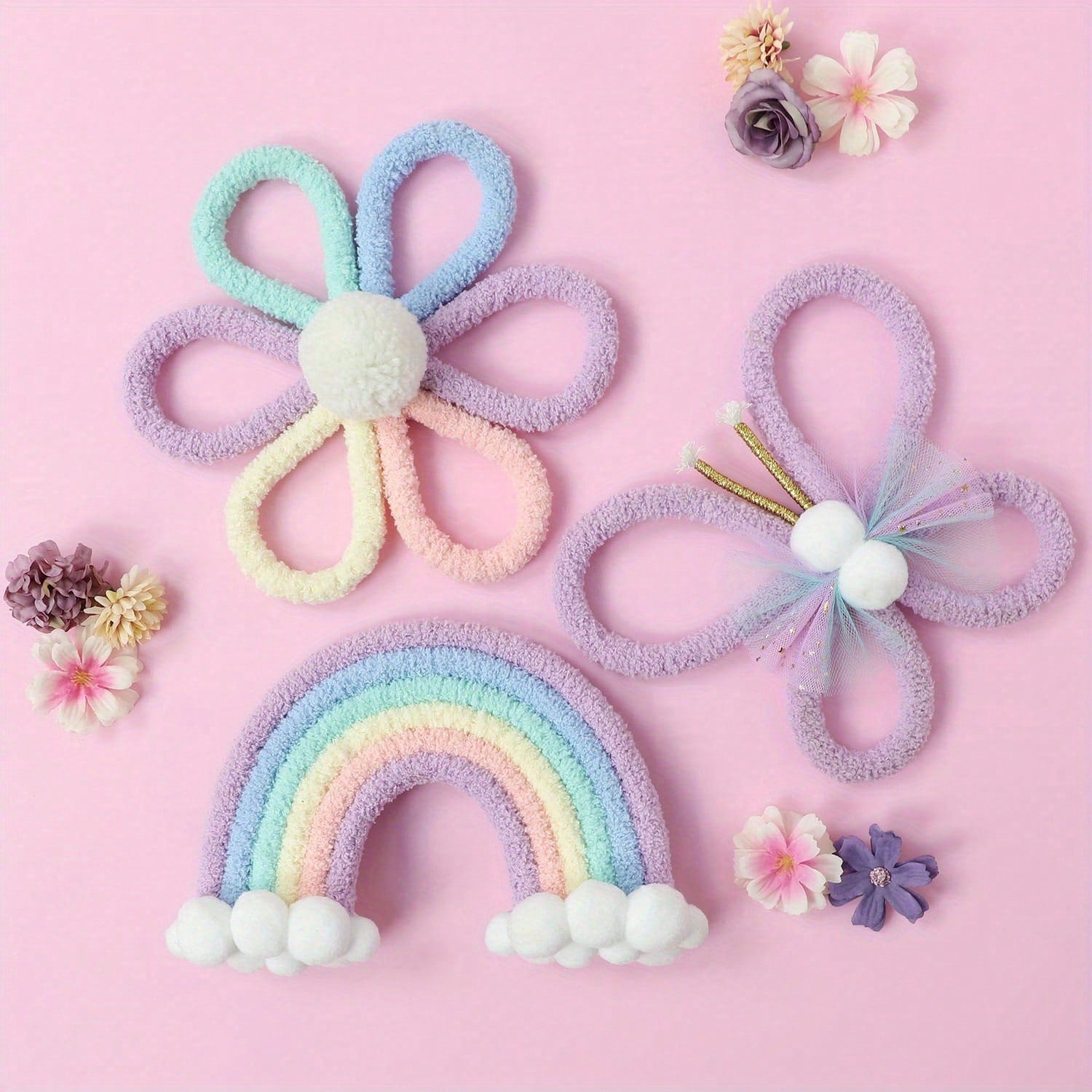 1pc/3pcs Handmade Woven Daisy, Rainbow, Butterfly Wall Decor, Boho Nordic Style! Lovely Wall Hanging For Kids Room, Living Room, Bedroom, Home Decor, Daily & Festival Decoration, Creates Cozy Ambience