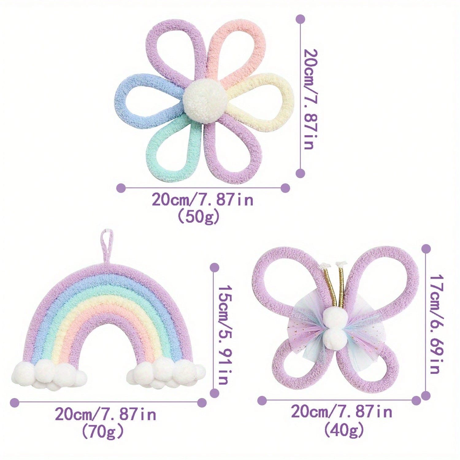 1pc/3pcs Handmade Woven Daisy, Rainbow, Butterfly Wall Decor, Boho Nordic Style! Lovely Wall Hanging For Kids Room, Living Room, Bedroom, Home Decor, Daily & Festival Decoration, Creates Cozy Ambience