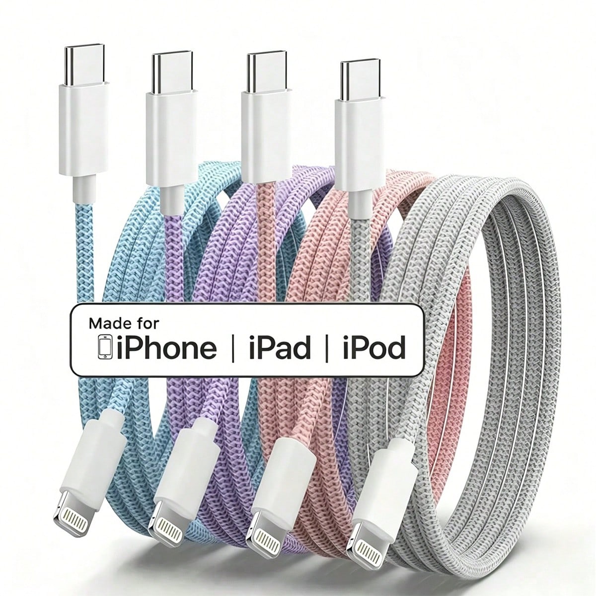 1pc/4pcs 20W 3.3ft/100cm Type-C To Lightning Nylon Braided Data Cable, Compatible With IPhone 14 13 12 11 Pro Max XR XS X 8 7 6 Plus SE/IPad, High-Speed Fast Charging Cable