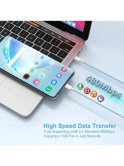 1pc/4pcs 20W 3.3ft/100cm Type-C To Lightning Nylon Braided Data Cable, Compatible With IPhone 14 13 12 11 Pro Max XR XS X 8 7 6 Plus SE/IPad, High-Speed Fast Charging Cable