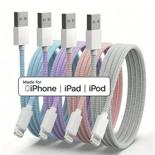 1pc/4pcs 20W 3.3ft/100cm USB To Lightning Nylon Braided Data Cable, Compatible With IPhone 14 13 12 11 Pro Max XR XS X 8 7 6 Plus SE/IPad, High-Efficiency Fast Charging Cable MFi Certified