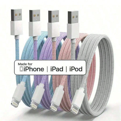 1pc/4pcs 20W 3.3ft/100cm USB To Lightning Nylon Braided Data Cable, Compatible With IPhone 14 13 12 11 Pro Max XR XS X 8 7 6 Plus SE/IPad, High-Efficiency Fast Charging Cable MFi Certified