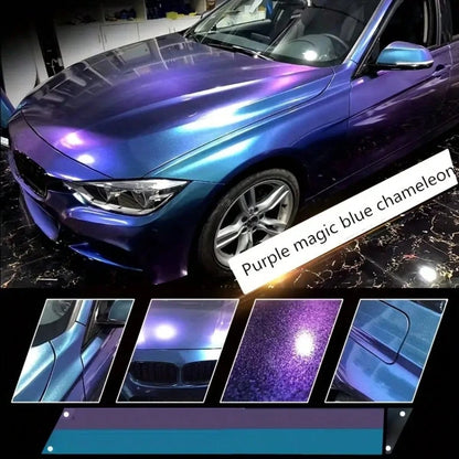 1pc 50CM*300CM Chameleon Color Changing Film, Purple To Blue Iridescent High Gloss Diamond Car Wrap PVC Material, Multi-Angle Color Shift, Suitable For Cars, Motorcycles, Home Furniture, Interior Deco