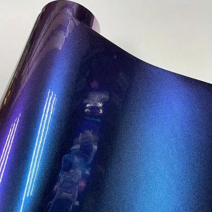 1pc 50CM*300CM Chameleon Color Changing Film, Purple To Blue Iridescent High Gloss Diamond Car Wrap PVC Material, Multi-Angle Color Shift, Suitable For Cars, Motorcycles, Home Furniture, Interior Deco