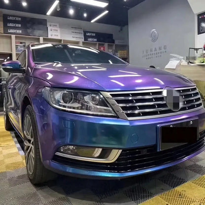 1pc 50CM*300CM Chameleon Color Changing Film, Purple To Blue Iridescent High Gloss Diamond Car Wrap PVC Material, Multi-Angle Color Shift, Suitable For Cars, Motorcycles, Home Furniture, Interior Deco