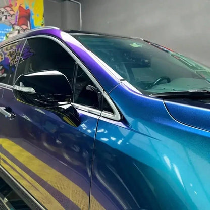 1pc 50CM*300CM Chameleon Color Changing Film, Purple To Blue Iridescent High Gloss Diamond Car Wrap PVC Material, Multi-Angle Color Shift, Suitable For Cars, Motorcycles, Home Furniture, Interior Deco