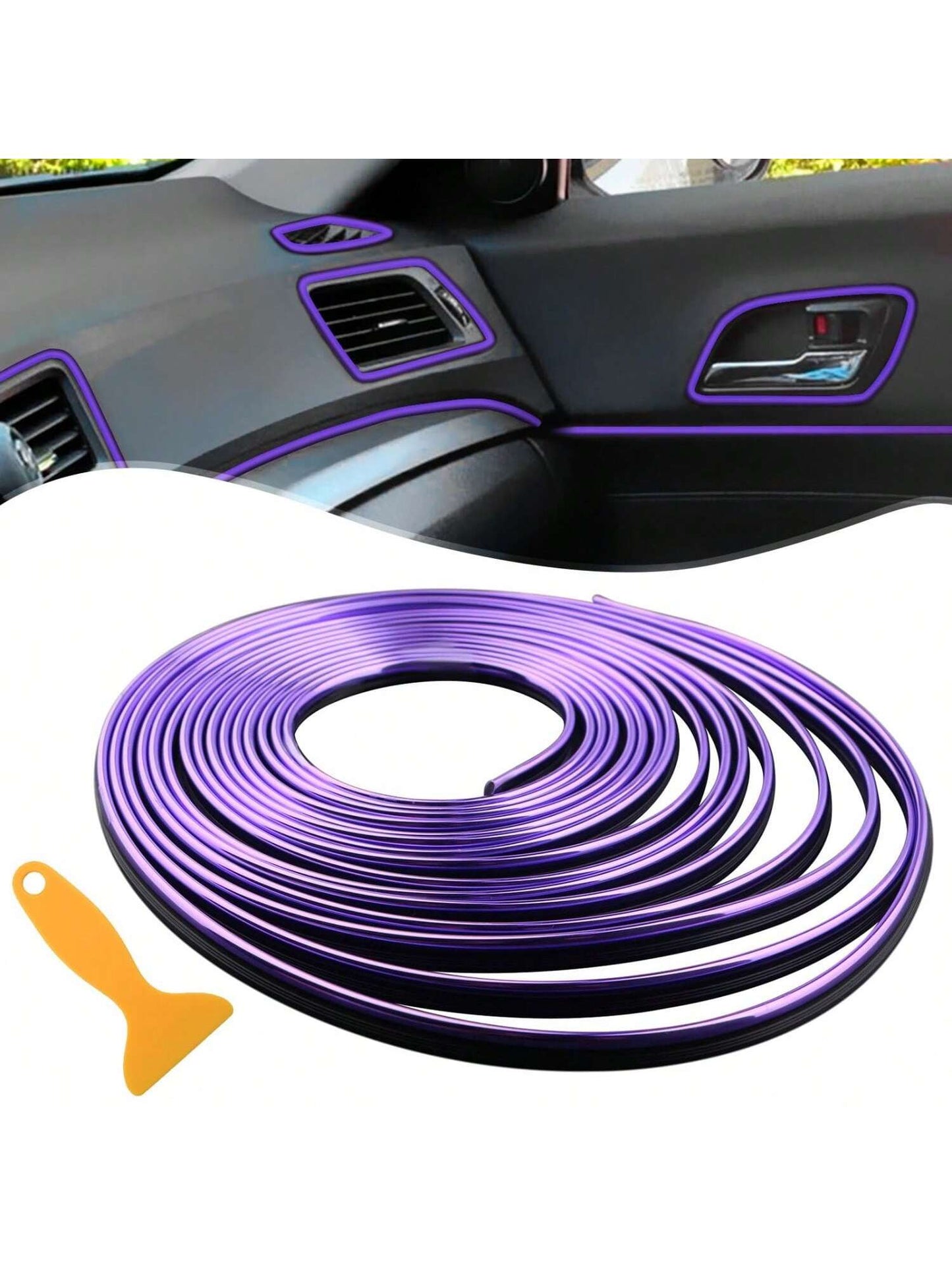 1pc 5m Universal Car Interior Gap Filler Trim, Car Decorative Strip, Flexible DIY Decoration Strip, Including Installation Tools