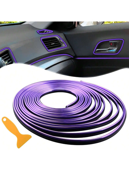 1pc 5m Universal Car Interior Gap Filler Trim, Car Decorative Strip, Flexible DIY Decoration Strip, Including Installation Tools