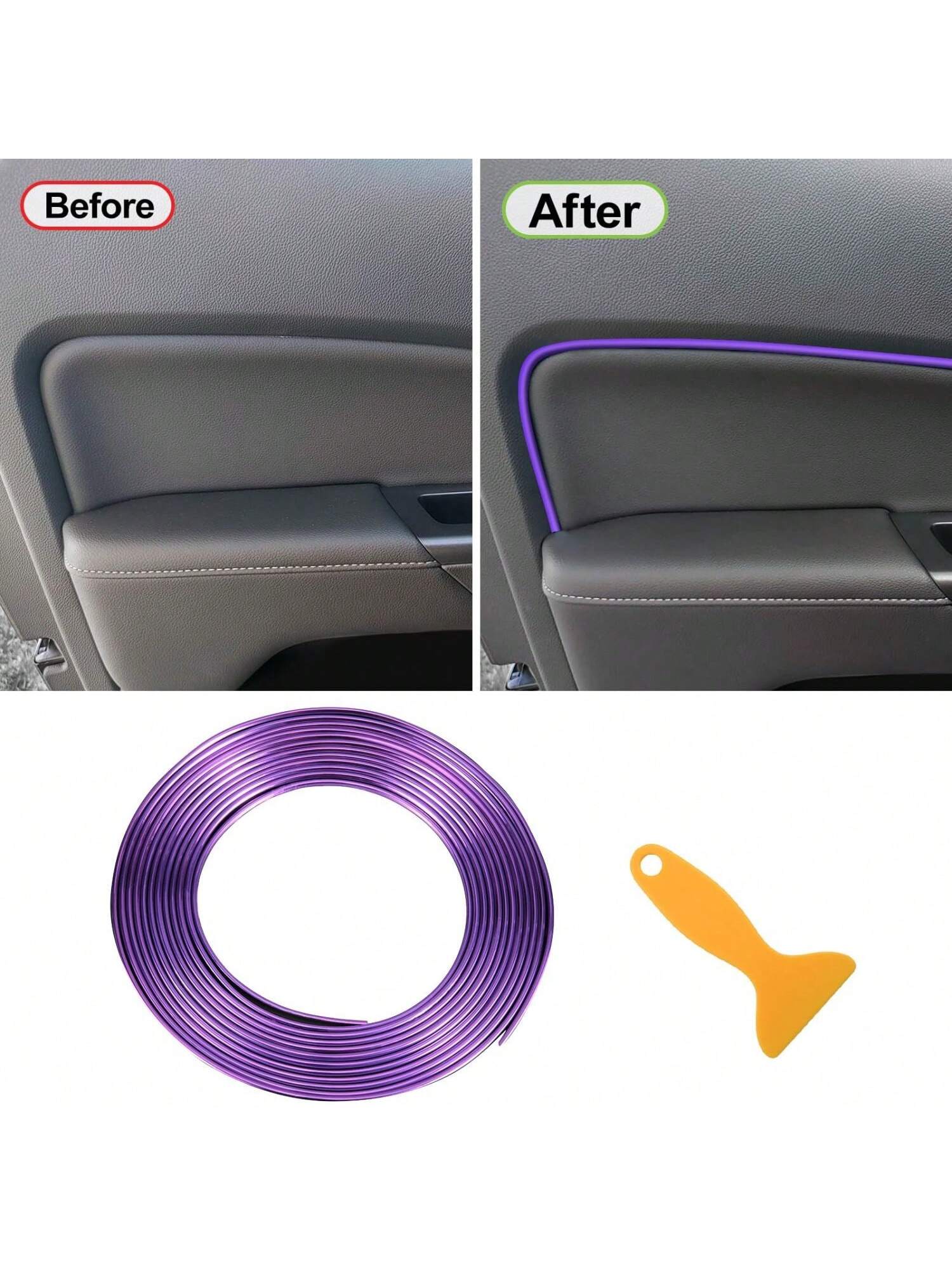 1pc 5m Universal Car Interior Gap Filler Trim, Car Decorative Strip, Flexible DIY Decoration Strip, Including Installation Tools