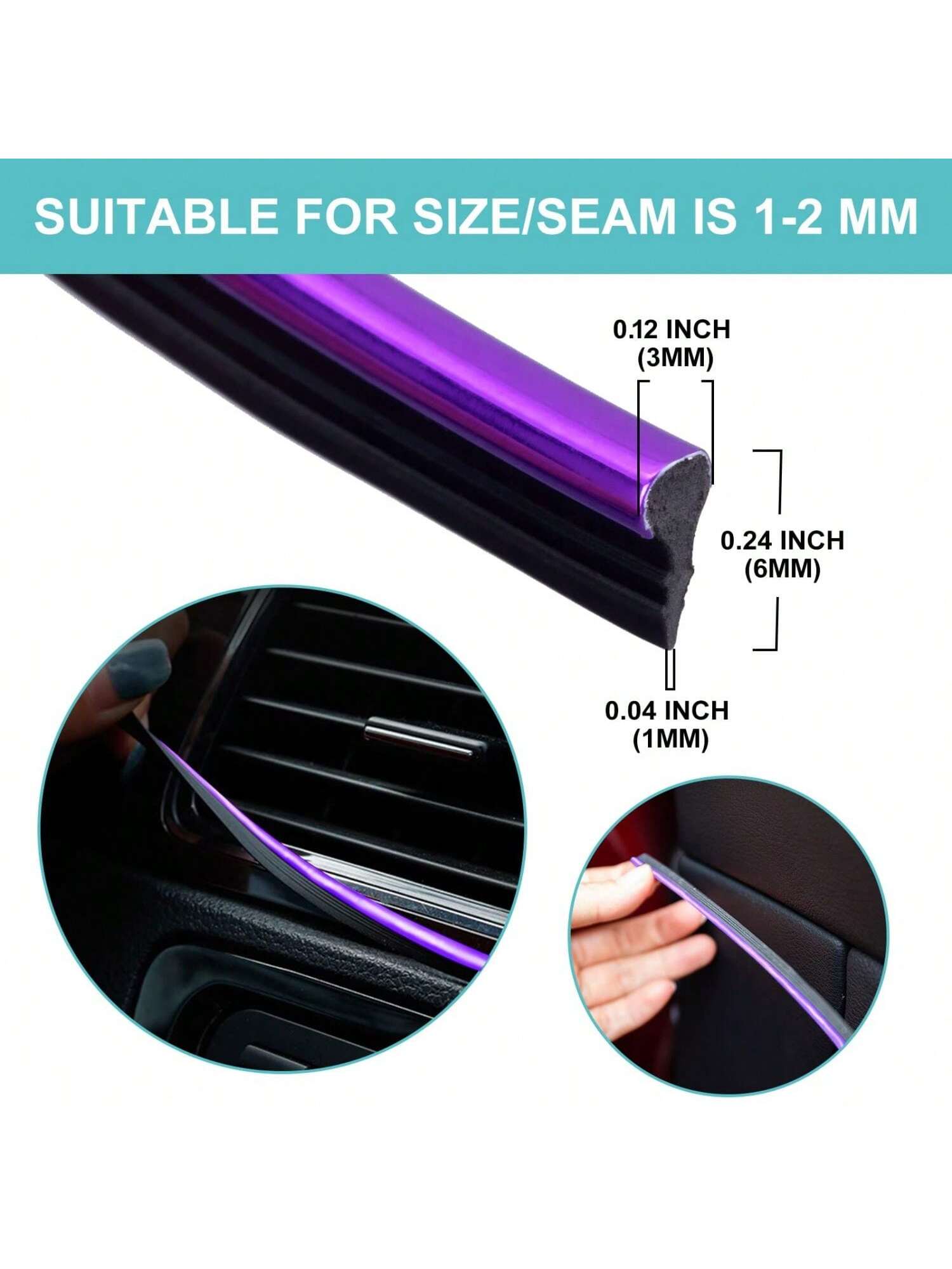 1pc 5m Universal Car Interior Gap Filler Trim, Car Decorative Strip, Flexible DIY Decoration Strip, Including Installation Tools