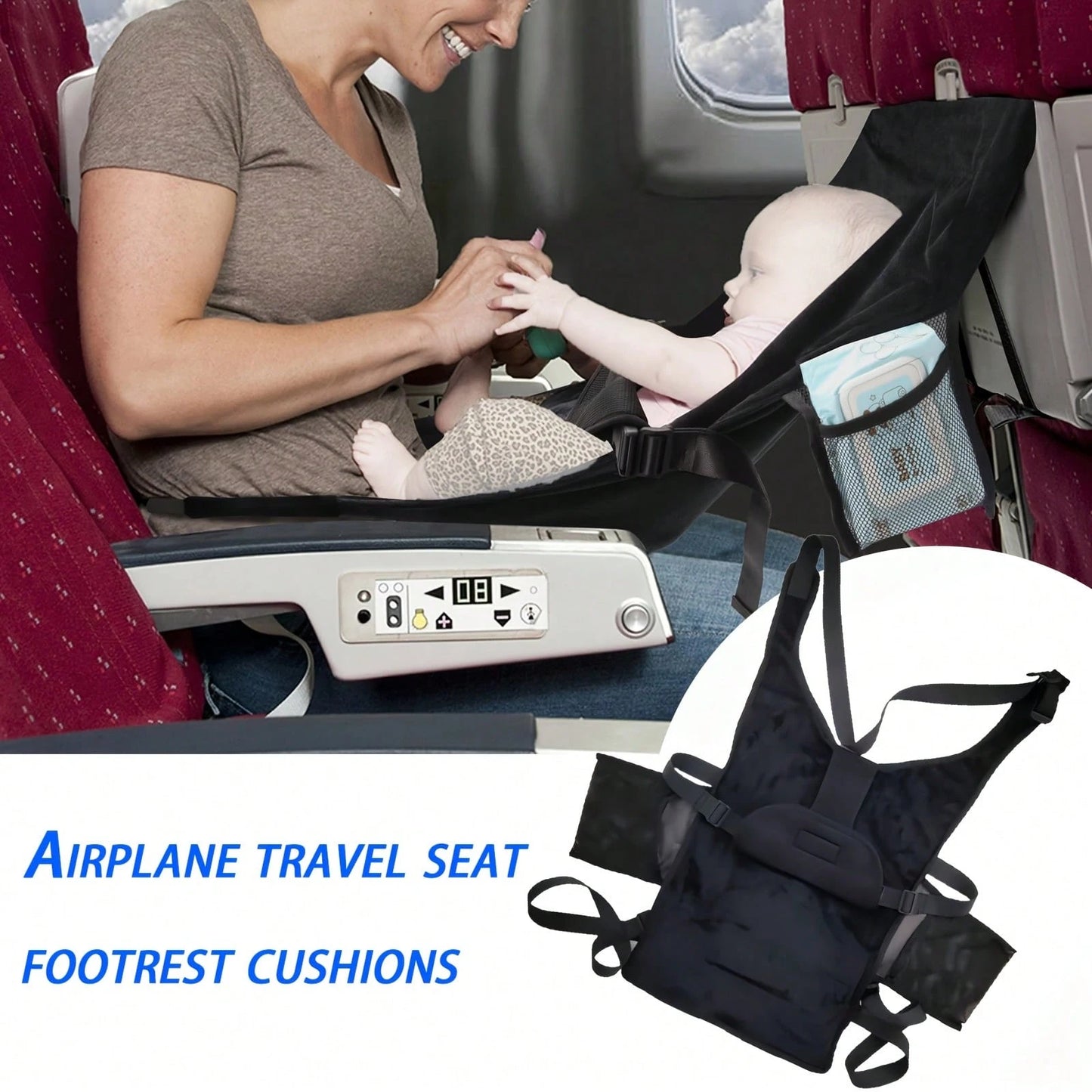 1pc Adjustable Travel Seat Extender With Reclining Backrest, Portable Flight Bed Suitable For Airplane, Train, Car Travel