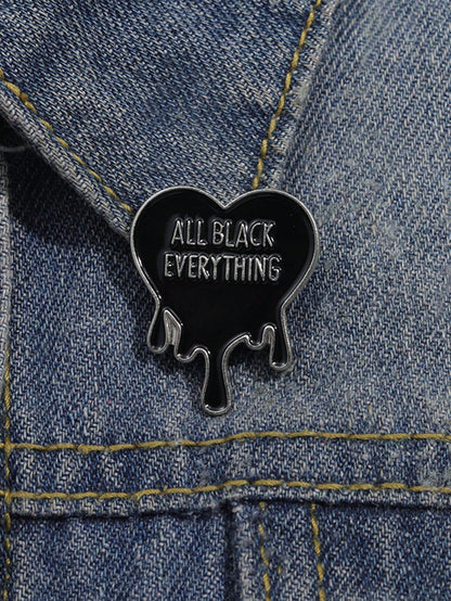 1pc All Black Pins Mysterious Punk Arts Badge Creative Alphabet Lapel Pin For Backpacks And Clothes, Suitable For Men And Women Daily Wear