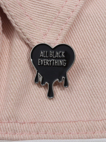 1pc All Black Pins Mysterious Punk Arts Badge Creative Alphabet Lapel Pin For Backpacks And Clothes, Suitable For Men And Women Daily Wear