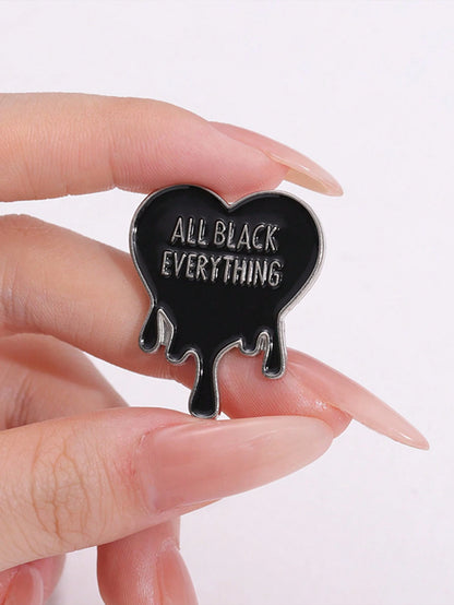 1pc All Black Pins Mysterious Punk Arts Badge Creative Alphabet Lapel Pin For Backpacks And Clothes, Suitable For Men And Women Daily Wear