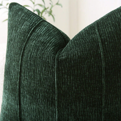 1pc All-Season Chenille Pillowcase, 3D Piped Minimalist Square Throw Pillow Cover (Pillow Insert Not Included), Luxury Decor For Sofa Bed Living Room, Green, Dark Green, Forest Green