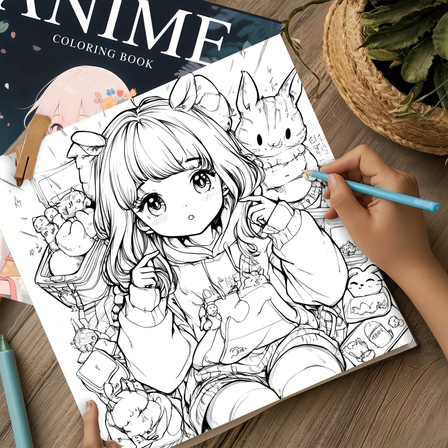 1pc Anime Coloring Book, 24 Pages Thick Paper Craft, Drawing & Art, Designed For Adult Relaxation And Stress Relief, With Unique Cover Design, Ideal Gift For Valentine's Day, Christmas, Halloween, New
