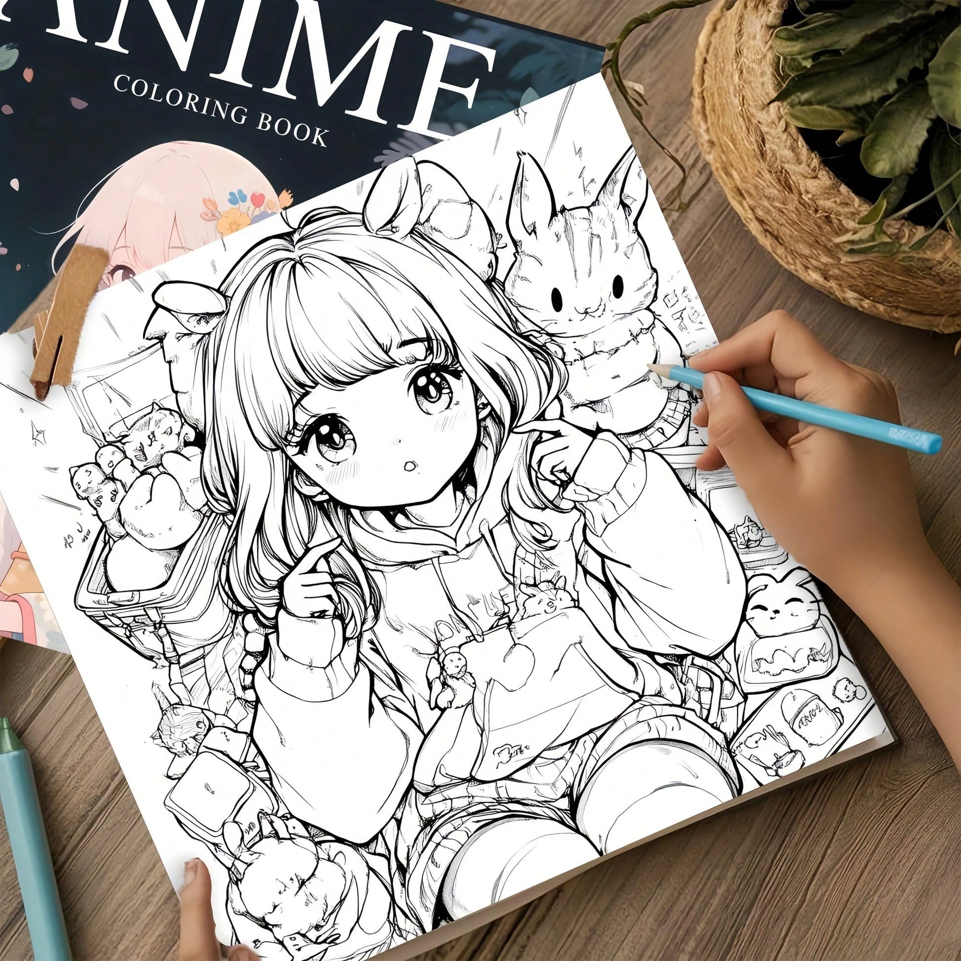 1pc Anime Coloring Book, 24 Pages Thick Paper Craft, Drawing & Art, Designed For Adult Relaxation And Stress Relief, With Unique Cover Design, Ideal Gift For Valentine's Day, Christmas, Halloween, New