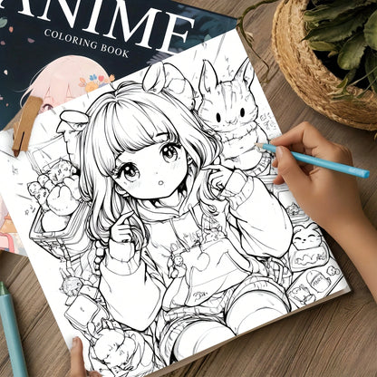 1pc Anime Coloring Book, 24 Pages Thick Paper Craft, Drawing & Art, Designed For Adult Relaxation And Stress Relief, With Unique Cover Design, Ideal Gift For Valentine's Day, Christmas, Halloween, New