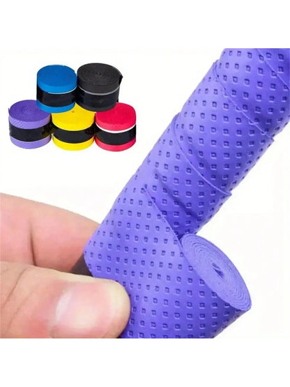 1pc Anti-Slip Sweat Absorbent PU Fabric Racquet Grip Tape For Tennis, Badminton, Fishing Rods – Universal Non-Slip Replacement Handle Wrap With Improved Tactile Grip And Shock Absorption