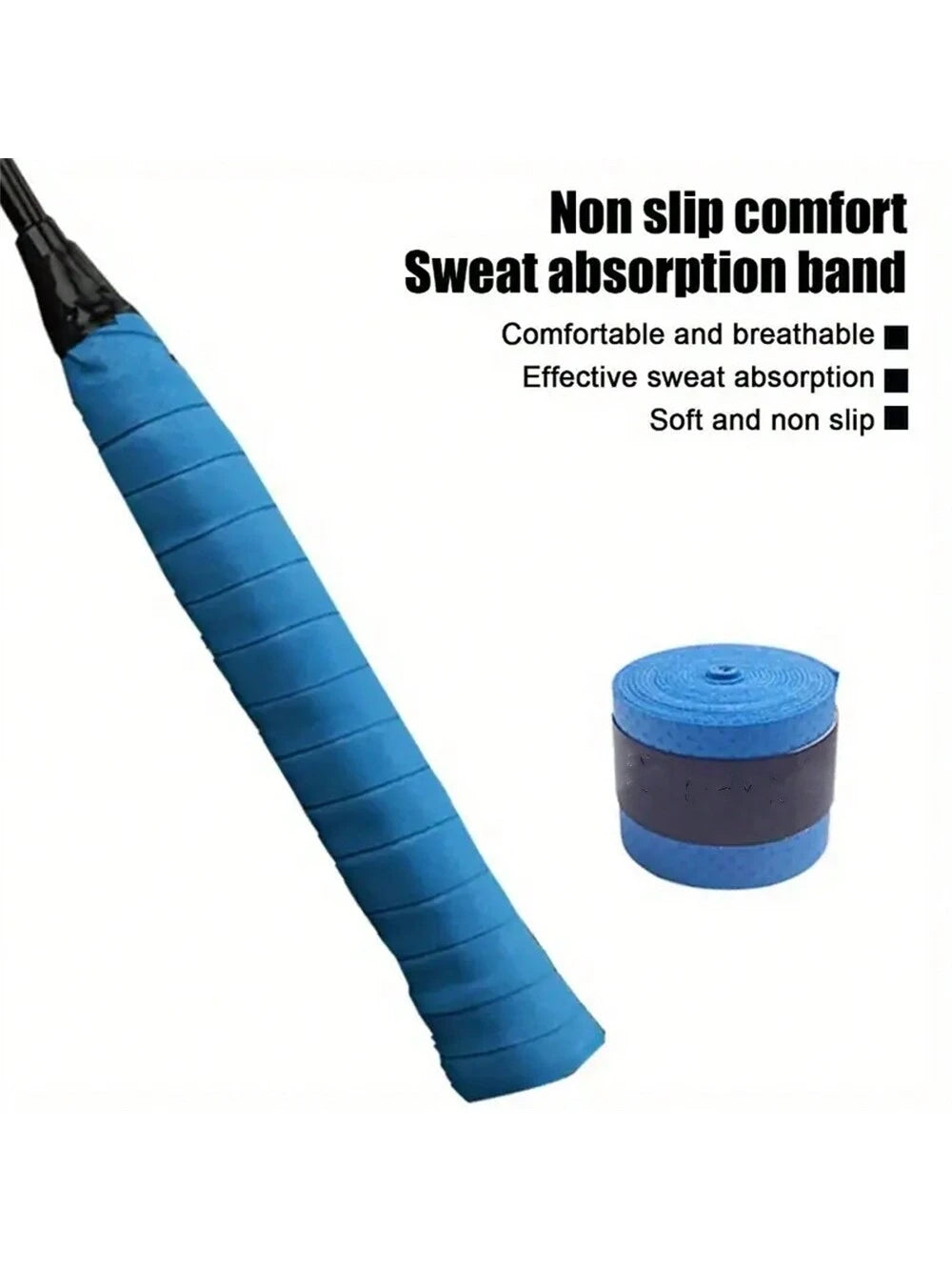 1pc Anti-Slip Sweat Absorbent PU Fabric Racquet Grip Tape For Tennis, Badminton, Fishing Rods – Universal Non-Slip Replacement Handle Wrap With Improved Tactile Grip And Shock Absorption