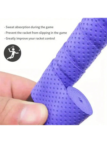 1pc Anti-Slip Sweat Absorbent PU Fabric Racquet Grip Tape For Tennis, Badminton, Fishing Rods – Universal Non-Slip Replacement Handle Wrap With Improved Tactile Grip And Shock Absorption