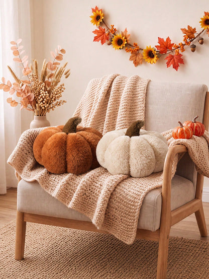 1pc Autumn Pumpkin Cushions, Halloween Decorative Pumpkins, Soft-Stuffed Harvest Decorations, Ideal For Dining Tables, Shelves, Sofas And Mantelpieces, Thanksgiving Home Decor