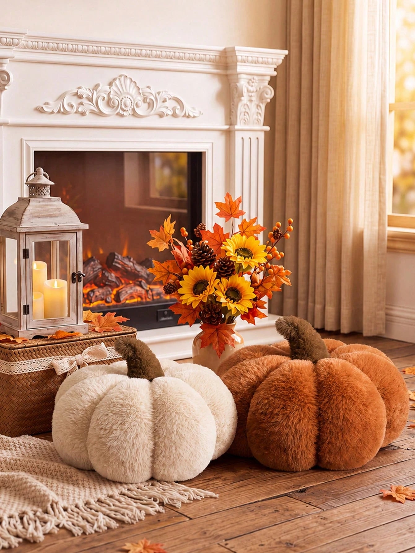 1pc Autumn Pumpkin Cushions, Halloween Decorative Pumpkins, Soft-Stuffed Harvest Decorations, Ideal For Dining Tables, Shelves, Sofas And Mantelpieces, Thanksgiving Home Decor