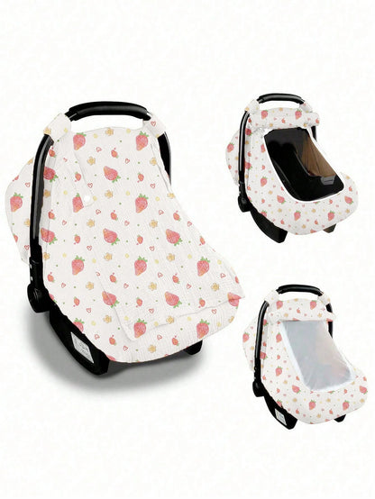 1pc Baby Basket Dust Cover, Cotton Gauze Breathable Protective Cover, Spring/Summer Baby Dust-Proof, Windproof, Sunscreen Canopy, Mosquito Net With Openable Window, Universal Fit
