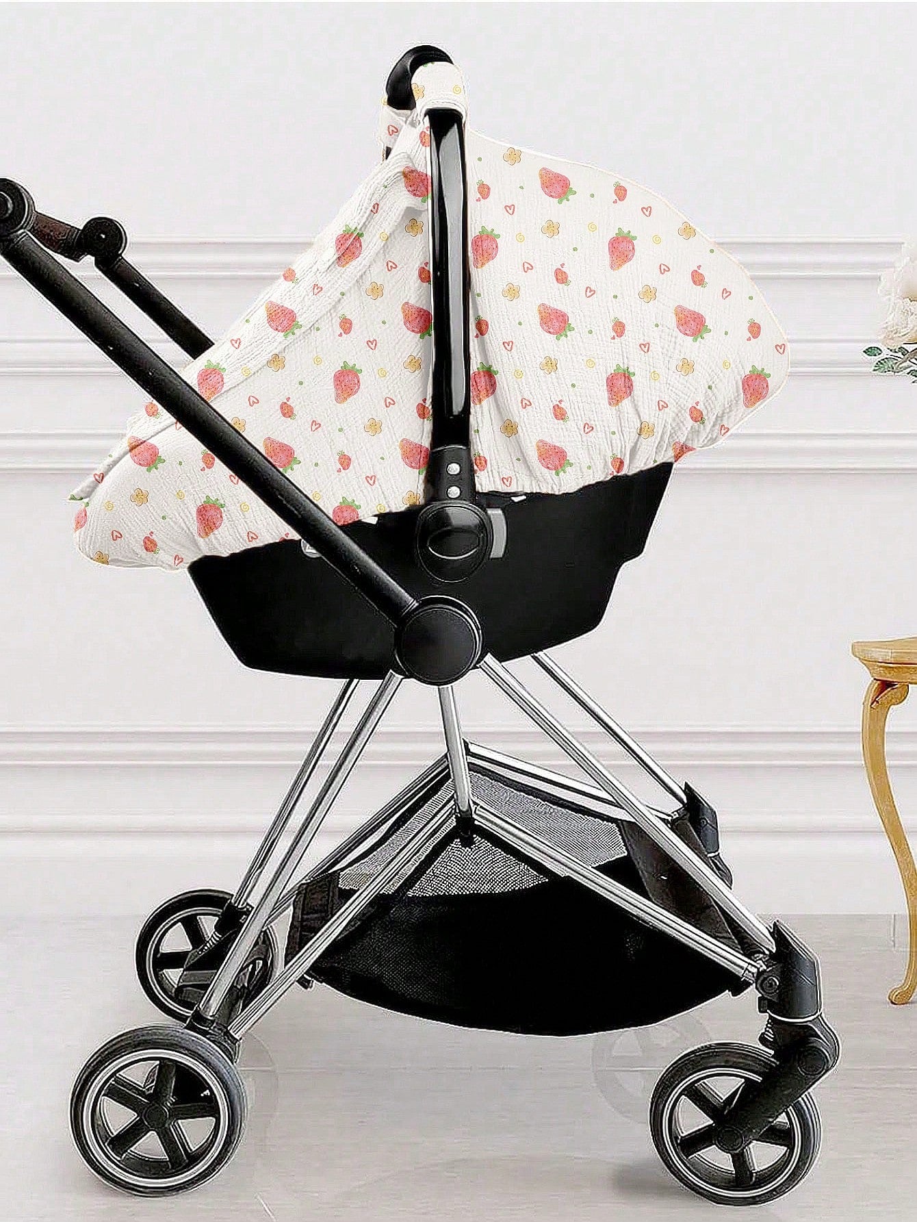 1pc Baby Basket Dust Cover, Cotton Gauze Breathable Protective Cover, Spring/Summer Baby Dust-Proof, Windproof, Sunscreen Canopy, Mosquito Net With Openable Window, Universal Fit