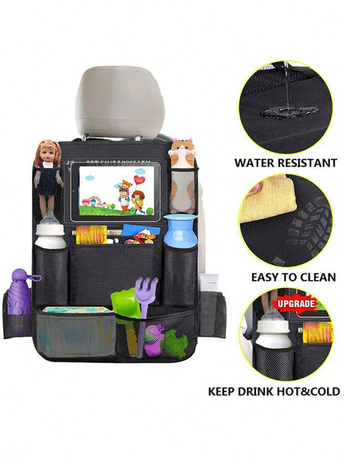 1pc Baby Car Seat Back Storage Bag, Oxford Cloth Organizer, Multi-Functional Anti-Dirt Hanging Bag For Toys, Essentials, Travel And Camping