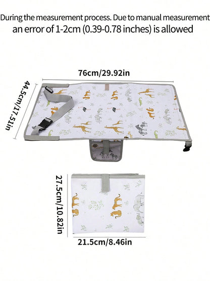 1pc Baby Car Seat Extension Pad, Cute Animal Print Foldable Travel Footrest With Mesh Storage Bag, Adjustable- Portable Infant Car Seat Leg Rest For Baby Flight And Travel
