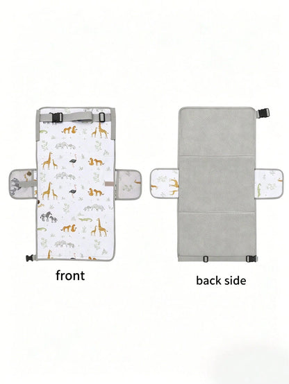 1pc Baby Car Seat Extension Pad, Cute Animal Print Foldable Travel Footrest With Mesh Storage Bag, Adjustable- Portable Infant Car Seat Leg Rest For Baby Flight And Travel