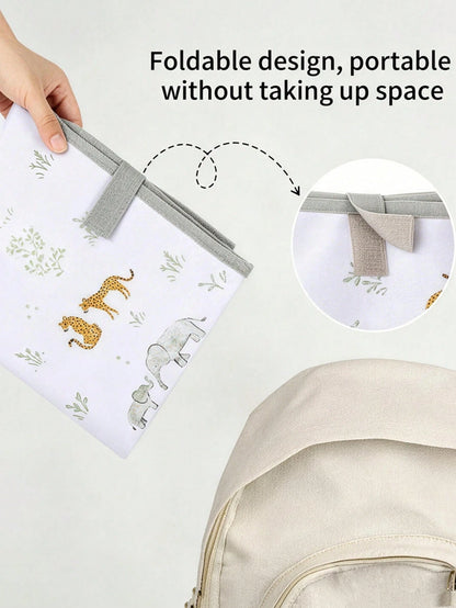 1pc Baby Car Seat Extension Pad, Cute Animal Print Foldable Travel Footrest With Mesh Storage Bag, Adjustable- Portable Infant Car Seat Leg Rest For Baby Flight And Travel