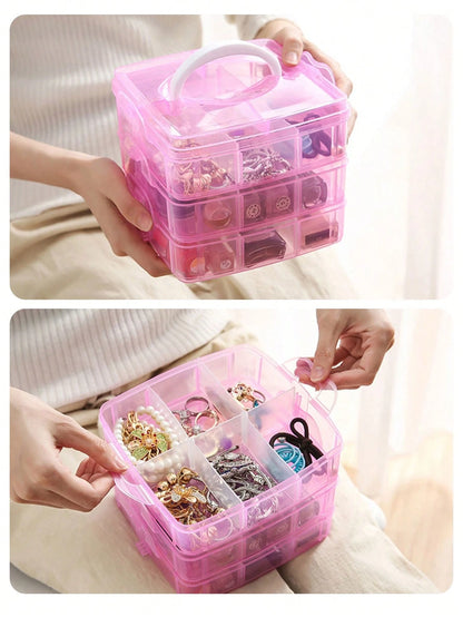 1pc Baby Hair Accessory Storage Box, Transparent Jewelry Box With Lid, Divided Compartments Jewelry Organizer Box, Multi-Functional Jewelry Packaging Box