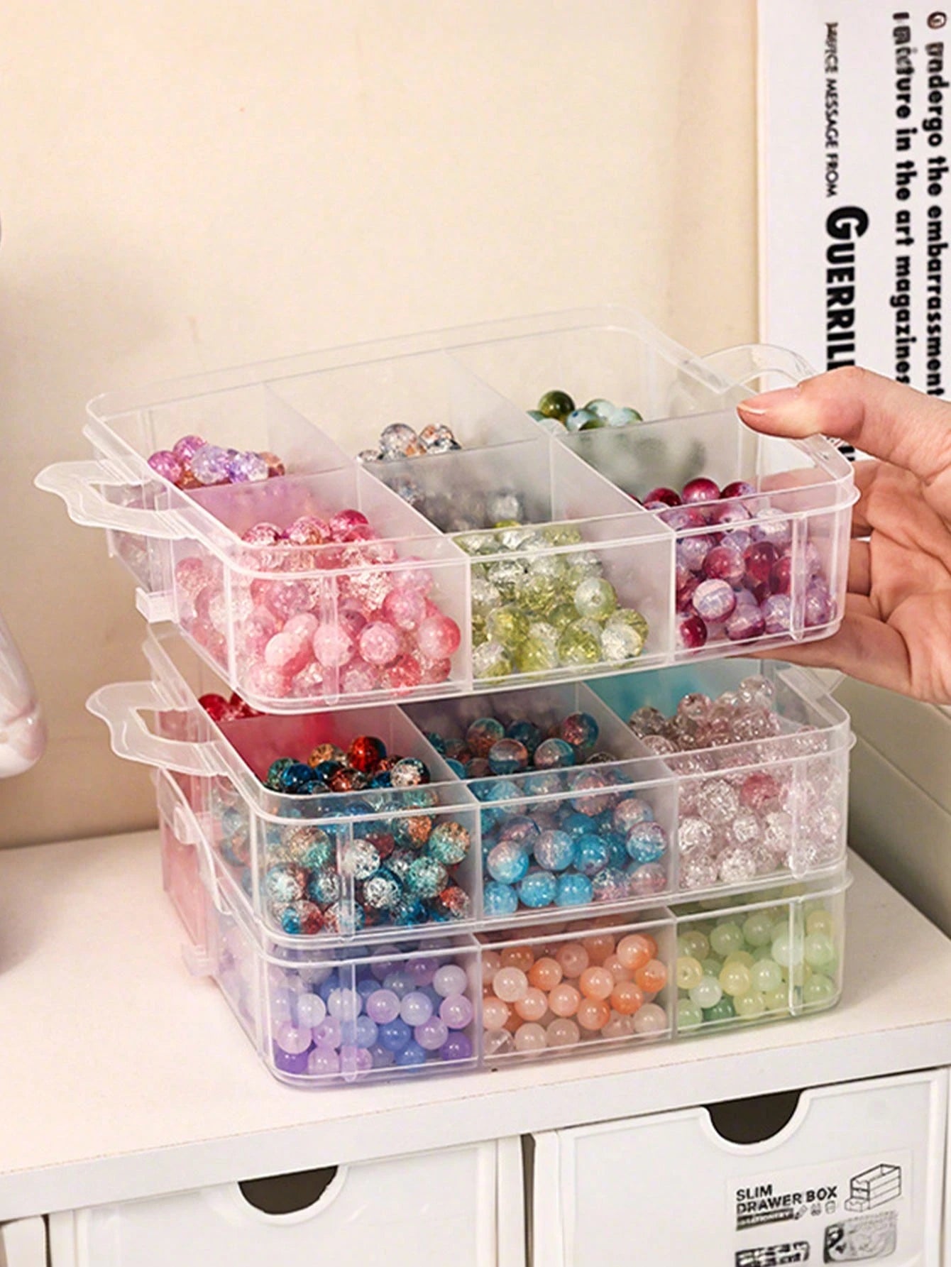 1pc Baby Hair Accessory Storage Box, Transparent Jewelry Box With Lid, Divided Compartments Jewelry Organizer Box, Multi-Functional Jewelry Packaging Box