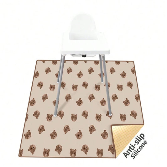 1PC Baby Splat Mat For Under High Chair/Arts/Crafts,43.3 X43.3 Inch Washable Spill Mat, Waterproof Anti-Slip Floor Protector Splash Mat, Messy Mat And Table Cloth