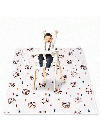 1PC Baby Splat Mat For Under High Chair/Arts/Crafts,43.3 X43.3 Inch Washable Spill Mat, Waterproof Anti-Slip Floor Protector Splash Mat, Messy Mat And Table Cloth