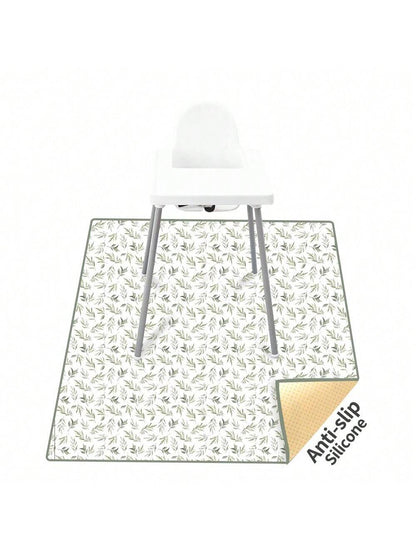 1PC Baby Splat Mat For Under High Chair/Arts/Crafts,43.3 X43.3 Inch Washable Spill Mat, Waterproof Anti-Slip Floor Protector Splash Mat, Messy Mat And Table Cloth