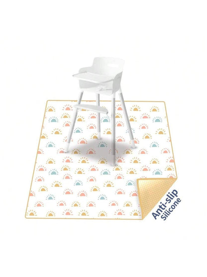 1PC Baby Splat Mat For Under High Chair/Arts/Crafts,43.3 X43.3 Inch Washable Spill Mat, Waterproof Anti-Slip Floor Protector Splash Mat, Messy Mat And Table Cloth